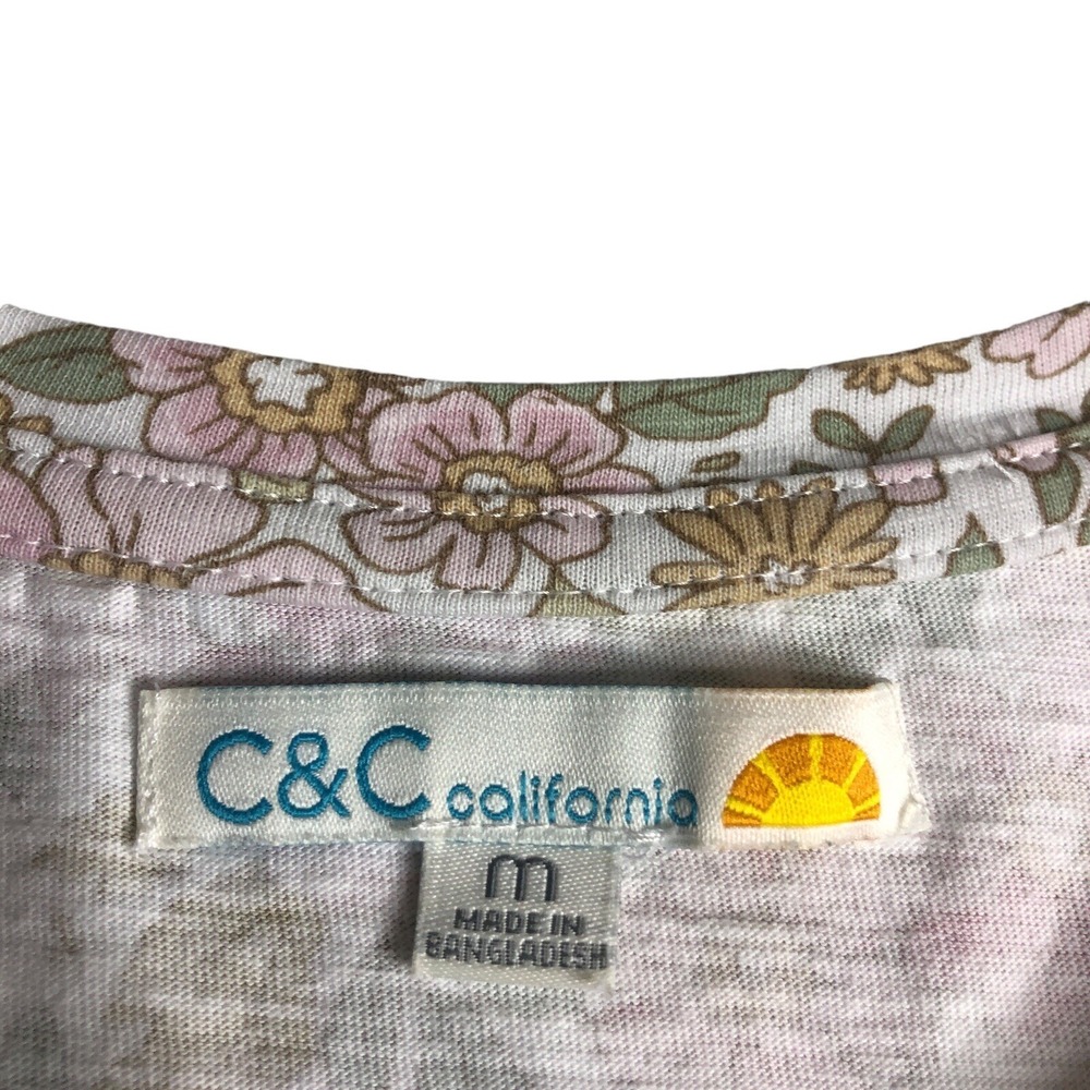 C&C California Top Womens M Floral Spread Love Graphic Preppy Boho Cottagecore - Picture 4 of 11